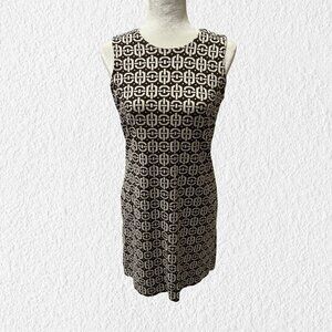 Banana Republic Geo Print Sheath Dress Size 4 Brown Cream Mini